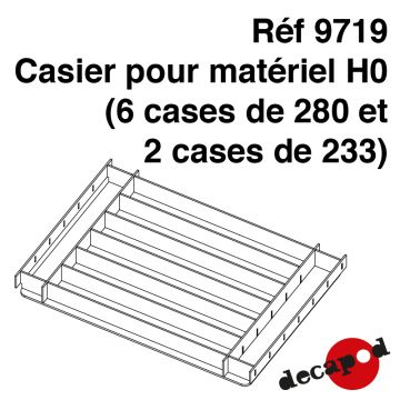 Casier pour matériel H0 (6 cases de 280 mm et 2 cases de 233 mm)