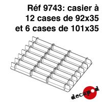 Casier à 12 cases de 92x35 mm + 6 cases de 101x35 mm