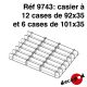 Casier à 12 cases de 92x35 mm + 6 cases de 101x35 mm