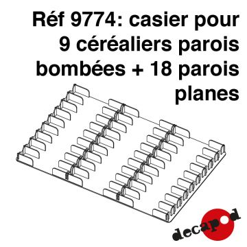 Casier pour 9 céréaliers parois bombées + 18 parois planes