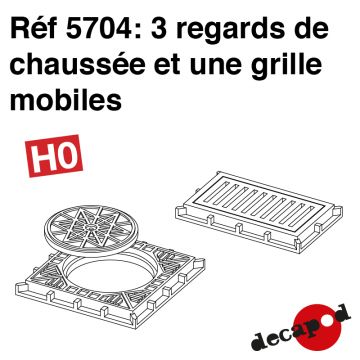 3 regards de chaussée mobiles et 1 grille [HO]