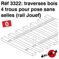 Traverses bois 4 trous pose sans selles (rail Jouef) [O]