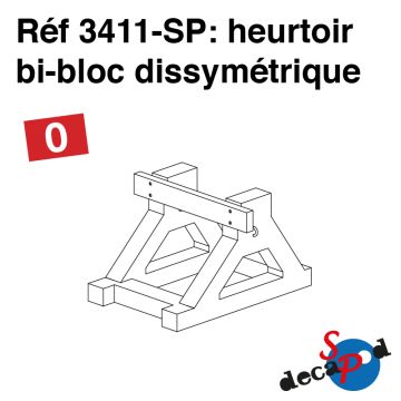 Heurtoir bi-bloc dissymétrique monté et décoré [O]